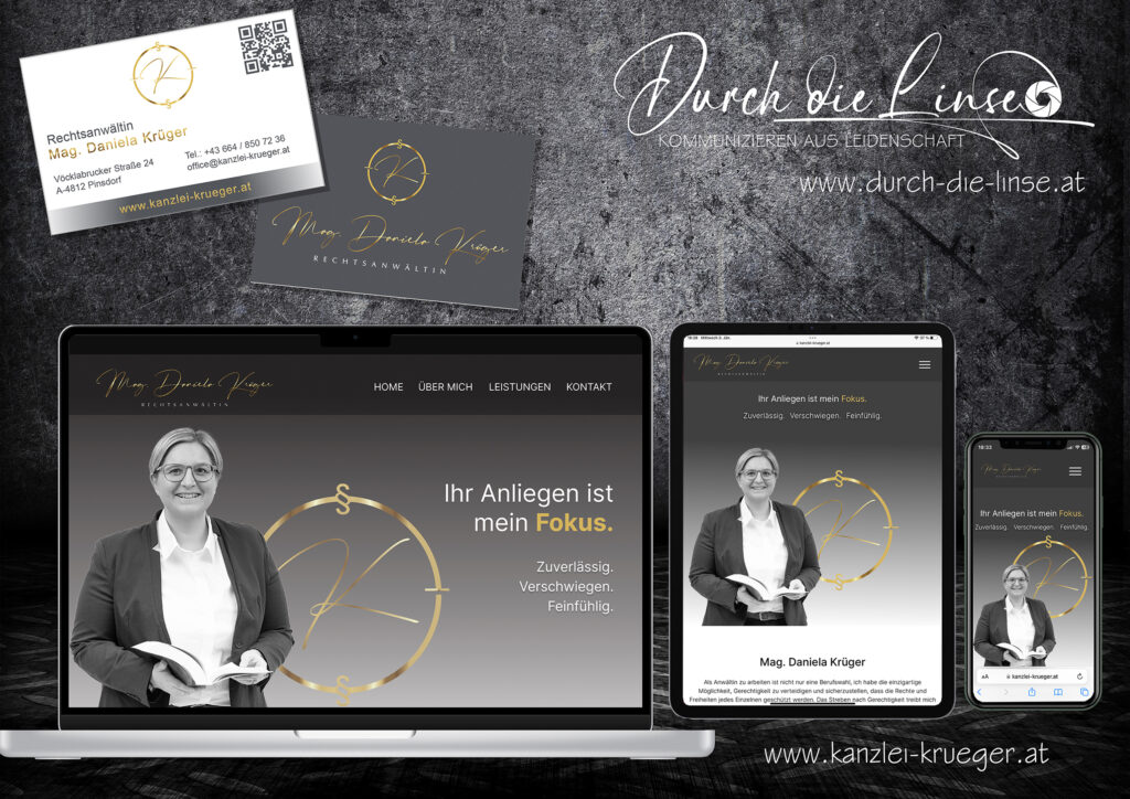 Darstellung werbliche Umsetzung Auftritt Rechtsanwaltskanzlei