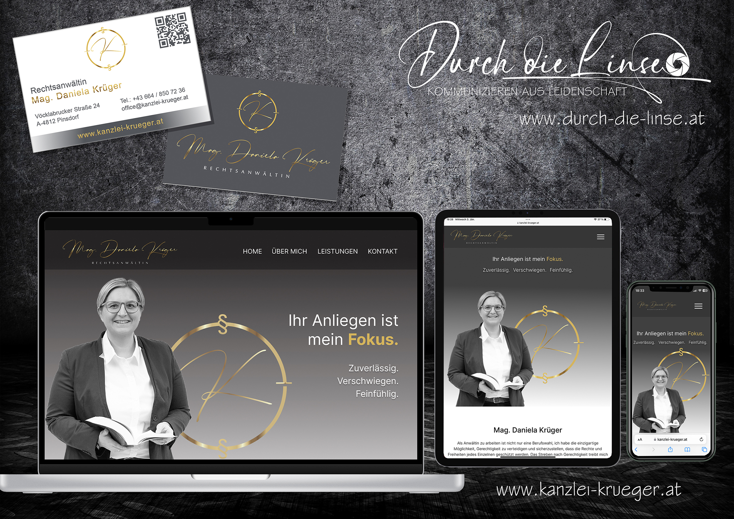 Darstellung werbliche Umsetzung Auftritt Rechtsanwaltskanzlei