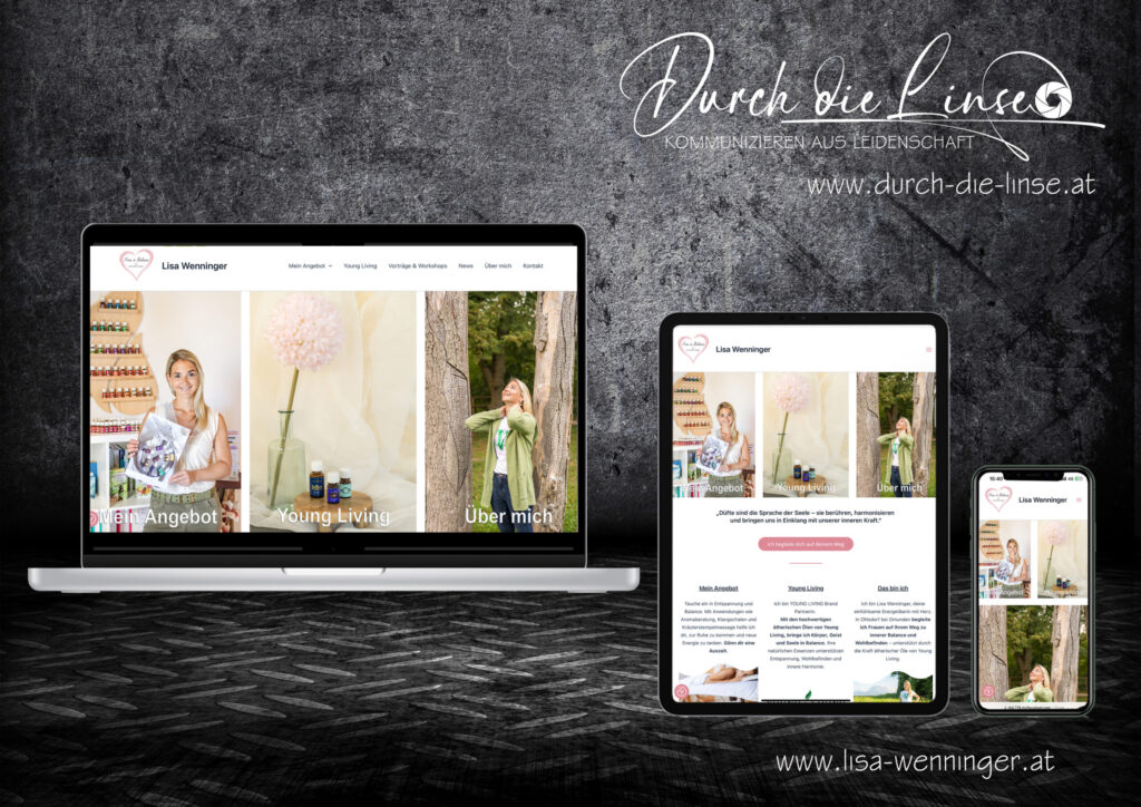 Darstellung werbliche Umsetzung Webauftritt Aromatherapeutin
