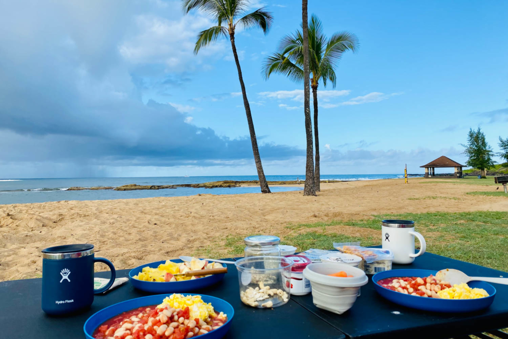 Landschaft mit Frühstück in Kauai, Hawaii