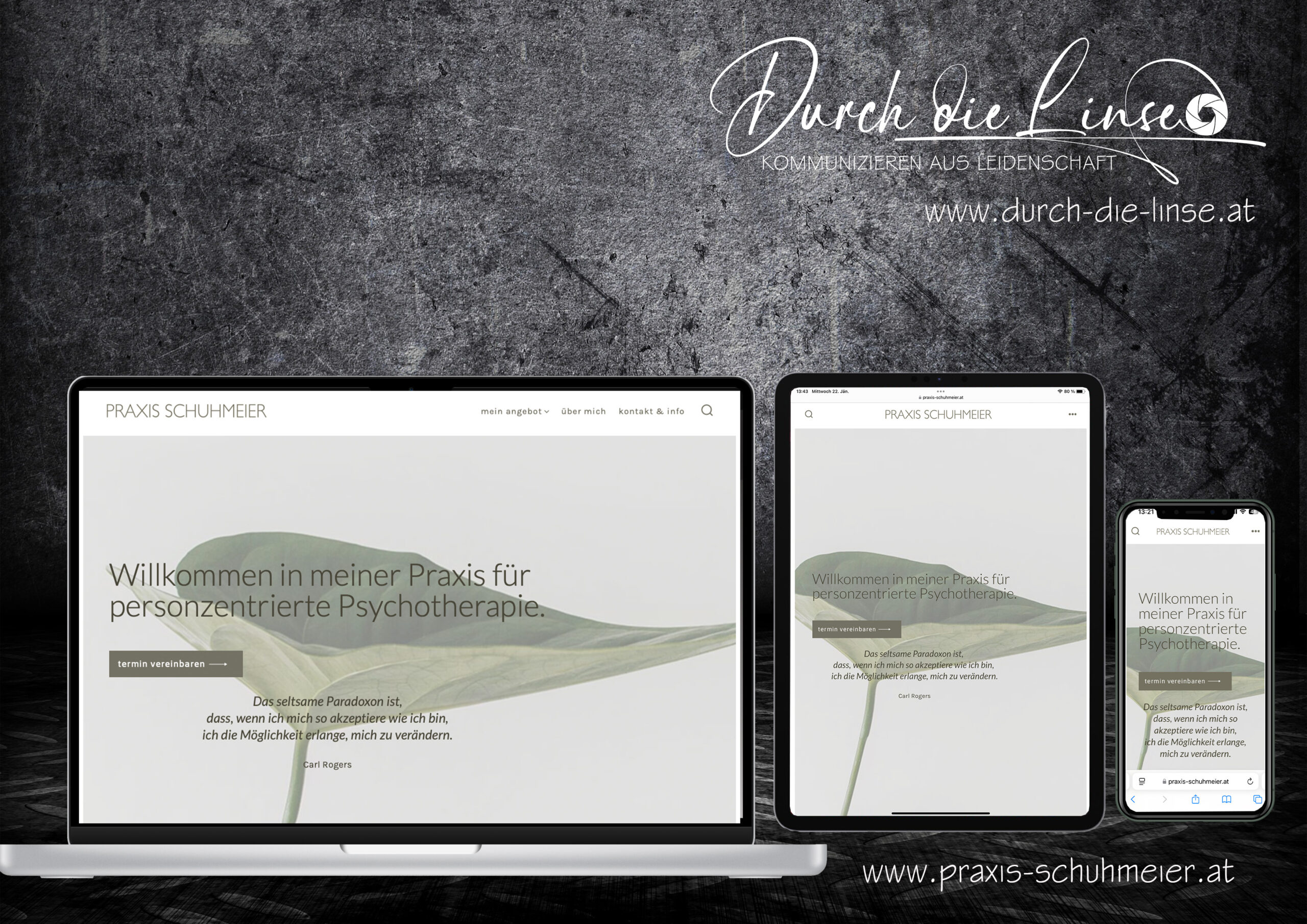 Darstellung werbliche Umsetzung Webauftritt Psychotherapeutin Susanne Schumeier